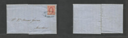 Argentina. 1864 (25 Aug) San Juan - Mendoza. EL With Full Text, Fkd 5c Red Perf. Rivadavia, Tied Franca Oval Blue Grey C - Sonstige & Ohne Zuordnung