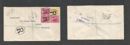 Australia. 1901 (18 Febr) Western Austr. Cue - Tasmania, Hobart (March 17) Registered Multifkd Swan Issue Envelope At 5d - Otros & Sin Clasificación