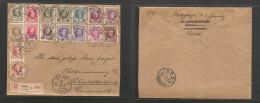 Belgium - Xx. 1928 (14 May) Gent - Denmark, Charlottenlund (16 May) Registered Massive Multifkd Envelope. Fine + Dest. - Other & Unclassified