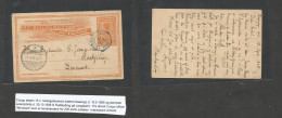Belgian Congo. 1906 (16 Sept) Kasongo - Denmark, Rudjobing. 15c Orange Etat Independant Stat Card Via Leopoldville (30 O - Other & Unclassified