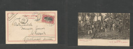 Belgian Congo. 1908 (14 Nov) Lukula - Switzerland, Neuchatel Via Boma. Fkd Photo Ppc 10c Red / Black Tied Twice Cds. Pla - Other & Unclassified