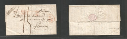 Brazil - Stampless. 1828 (6 Oct) Bahia - Lesneven, France (25 Nov) Stampless EL With Text, Red Box "Pays Ohtremer / Par - Other & Unclassified