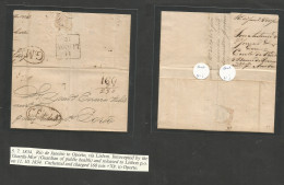 Brazil - Stampless. 1834 (5 July) RJ - Portugal, Porto Via Lisbon (11 Oct) EL With Contains. "Correo Estr De Navio" On F - Autres & Non Classés