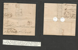 Brazil - Stampless. 1834 (5 July) RJ - Portugal, Porto Via Lisbon (11 Oct) EL With Contains. "Correo Estr De Navio" On F - Other & Unclassified