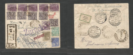 Brazil -Stationary. 1935 (28 May) Hamonia, Sta. Catharina - Germany, Berlin (1-2 July) Registered Massive Multifkd 200 R - Autres & Non Classés