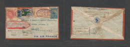 Brazil - Xx. 1936 (11 Dec) Ceara - Palestine, Tel Aviv Via Air France - Paris (20 Dec) PANAIR - NATAL. Air Multifkd Env - Other & Unclassified