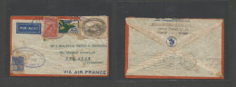 Brazil - Xx. 1937 (2 Apr) Ceara - Palestine, Tel Aviv Via Air France Paris - Lebanon, Beyrouth (9 Apr) Air Multifkd Env - Autres & Non Classés