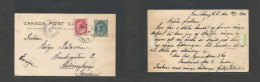 Canada. 1900 (29 July) Louisburg, NS - Sweden, Helsingborg (14 Aug) 1c Green QV Stat Card + 2c Red Adtl, Cds. Fine Origi - Autres & Non Classés