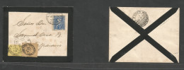 Chile. 1894 (19 Oct) Stgo - Valp (20 Oct). Fkd Env 5c Blue Perce + Taxed At Arrival With 2c + 3c P. Dues, Provisional Pe - Chile