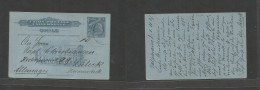 Chile - Stationery. 1907 (1 Feb) Valp - Germany, Lubeck. 3c Color Blue On Bluish Stat Card With MANUSCRIPT "10" Of Diffe - Chile