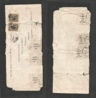 Chile - Xx. 1925 (17 Feb) Valp - UK, Somerset (11 March) Via Andes. Multifkd Env At 60c Rate + 3 Post Office Seals Cance - Chili