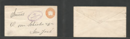 Costa Rica. C. 1899. Punta Arenas - San Jose. 5c Orange Embossed Stat Envelope, Oval Violet Cachet (xxx/R) Lovely Usage. - Costa Rica