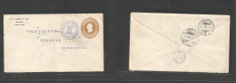 Costa Rica. 1905 (21 Aug) Cartago - Germany, Stettin (12-13 Sept) 10c Brown Private Print Stat Env Via Limon - New Orlea - Costa Rica