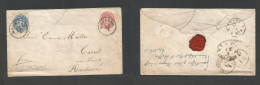 Czechoslovakia. 1867 (12 Jan) Austria Postal Admin. Mscheno - Cassel, Kurhessen, Germany (14 Jan) 5 Kr Rose Stat Env + 1 - Other & Unclassified