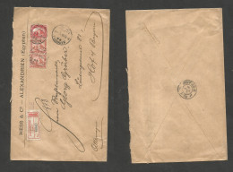 Egypt. 1909 (9 June) Alexandria - Germany, Hofin, Bayern (16 June) Registered Multifkd Envelope 2 Piaster Breb (x3) Tied - Altri & Non Classificati