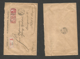 Egypt. 1909 (9 June) Alexandria - Germany, Hofin, Bayern (16 June) Registered Multifkd Envelope 2 Piaster Breb (x3) Tied - Other & Unclassified