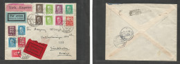 Estonia. 1938 (15 May) Tallinn - Sweden, Stockholm (15 May, Same Day Arrival) Air Multifkd Express Service. 15 Stamps, T - Estonia