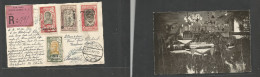 Ethiopia. 1927 (30 April) Addis Abeba - Germany, Stuttgart (22 May) Registered Multifkd Photo Government Ppc Ovptd Issue - Ethiopia