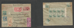 France - Xx. 1934 (3 Febr) Isle - Guatemala (26 Febr) Registered AR Multifkd Front And Reverse Env Red Comm Issue + Caix - Other & Unclassified