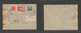 France - Xx. 1942 (23 July) Camp De La Courtine, Creuse - Norway, Oslo. Registered Multifkd Comm Issues Envelope With Co - Otros & Sin Clasificación