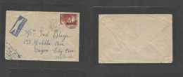 France - Xx. 1946. Marseille - USA, Oregon. Air Single Top 50 Fr Mariana Large Issue Fkd Envelope, Tied Cds. VF + Scarce - Autres & Non Classés