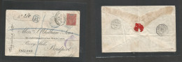 Frc - Congo. 1896 (10 July) Mayume - England, Bridport (14-15 Aug) Registered Single 50c Red Sage Issue Tied Blue Cds. V - Other & Unclassified