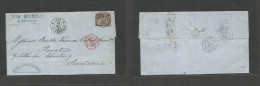 Frc - India. 1887 (10 May) Chandernagor - France, Bordeaux (30 May) EL With Contains Fkd Single 25c Gral Col Issue, Tied - Autres & Non Classés