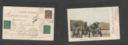 Frc - Ivory Coast. 1905 (4 Apr) Abidjan - Germany, Leipzig (10 May) Via Bingerville. Registered Multifkd Sage Issue Ppc - Other & Unclassified