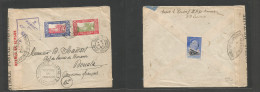 Frc - New Caledonia. 1941 (18 March) Noumea - French Cameroun, Douala, Africa. Doble Censor Multifkd Env. Scarce WWII Ro - Other & Unclassified