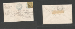 Frc - Reunion. 1893 (12 Jan) St. Pierre - Paris, France (1 Febr) Via Suez / Messageries. 35c Ovptd Sage Single Fkd Env, - Other & Unclassified