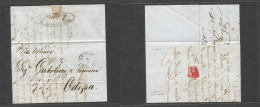 Great Britain. 1850 (3 July) London - Odessa, Rusia (Ukraine Today) EL With Text, Reverse Private Forwarding Agent "Fran - ...-1840 Préphilatélie