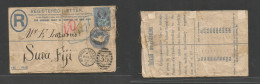 Great Britain. 1895 (29 March) Bethnal Green - FIJI, Suva. Registered 2d Blue QV Stat Env + 2 1/2d Adtl, At 4 1/2d Rate. - ...-1840 Préphilatélie