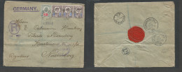 Great Britain - Xx. 1905 (15 Febr) Coleman St, London - Germany, Nuremberg (17 Feb) Via London. Registered Multifkd Env - ...-1840 Préphilatélie