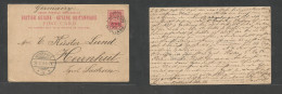 Bc - Br. Guiana. 1896 (3 Feb) Skeldon - Germany, Herrnhut (21 Feb) 2c Red Stat Card Via New Amsterdam. Reverse Cds Trans - Altri & Non Classificati