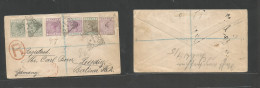 Bc - Cyprus. 1901 (26 Apr) Larnaca - Germany, Berlin Via GPO. Registered Multifkd QV Envelope Including Three Different - Other & Unclassified