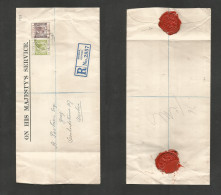 Bc - Cyprus. 1929. Nicosia - Austria. Registered OHMS Multifkd Env. Reverse Red Wax Seal. Island Postmaster / Cyprus. - Other & Unclassified