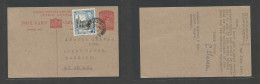 Bc - Cyprus. 1947 (2 July) Nicosia - Denmark, Aikov. 2p Red Stat Card + 6p Adtl. Scarce Circulation. - Other & Unclassified