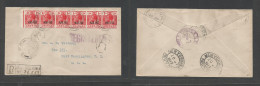 Bc - Grenada. 1917 (25 Sept) GPO - USA, Port Wash, NY (8 Oct) Registered Multifkd War Tax Ovptd Issue At 6d Rate, Tied C - Other & Unclassified