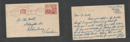 Bc - Malta. 1946 (26 Aug) Hamrun - Sweden, Gothenburg. 2d Red Stat Card, Rolling Cross Cachet. VF + Scarce Usage. - Other & Unclassified