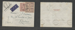 Bc - New Hebrides. 1937 (24 May) Vila - France, Roubaix (29 July) Multifkd Airmail Envelope Usage, Tied Cds. Scarce + Fi - Otros & Sin Clasificación