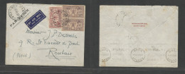 Bc - New Hebrides. 1937 (24 May) Vila - France, Roubaix (29 July) Multifkd Airmail Envelope Usage, Tied Cds. Scarce + Fi - Autres & Non Classés