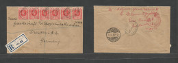 Bc - Nigeria. 1928 (14 March) P. Harcourt - Germany, Dresden (3 Apr) Via London (1 Apr) Registered Multifkd Env At 6d Ra - Other & Unclassified