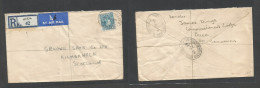 Bc - Nigeria. 1952 (30 June) Cameroons, Buea - Scotland, Kilmarnock. Registered Air Single 1sh 3d Blue Fkd Env, Reverse - Other & Unclassified