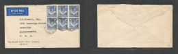 Bc - Rhodesia. C. 1949. BSAC NR, Ndola - USA, Mass, Cambridge. Air Multifkd Env 3d Blue Block Of Six, Tied Cds. - Other & Unclassified