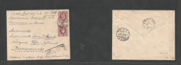 Greece. 1898 (16 July Gregorian) Axuga, New Falisos - Denmark, Cph (7 Aug) Via Athens. Registered Multifkd Small Hermes - Autres & Non Classés