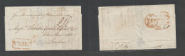 India. 1842 (18 March) Calcutta - London, UK. E With Text Via Suez Marseilles, Red India Box On Front. Reverse Red Box D - Autres & Non Classés