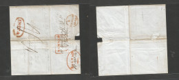 India. 1842 (15 Apr) Burnadul - London, UK (10 June 42) E Reverse Card Red Town Depart Red Cachet + Boxed RAMNAD + Mns C - Autres & Non Classés