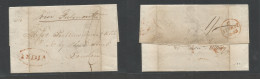 India. 1843 (1 Febr) Bombay - London, UK (17 March) EL With Text Via Falmonth. Oval Red India On Fornt + Mns Charge + 1s - Sonstige & Ohne Zuordnung