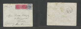 India. 1899 (9 May) C-5 IN, Set Nº1 - Germany, Celle Via Sea Port Office. Multifkd QV Stramped Envelope Pen Lines + Cds. - Other & Unclassified