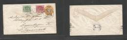 India. 1910 (18 May) Madras - Denmark, Cph (4 June) 1a Orange Ovptd Stat Env + 2 Adtls At 2 1/2a Rate + Cds + Dest. VF. - Autres & Non Classés